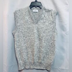 J.J. Cochran V-Neck‎ Sweater Vest, Men's Size L, Gray Sleeveless Vintage, Wool